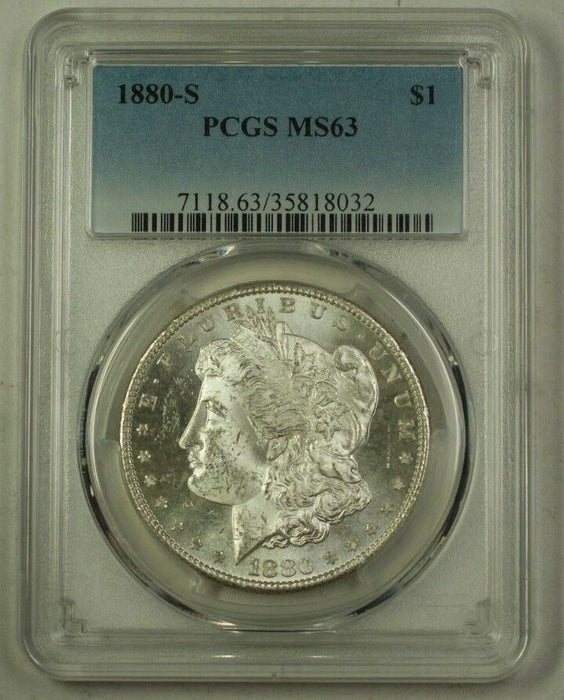 1880-S US Morgan Silver Dollar $1 Coin PCGS MS-63 (C) 9