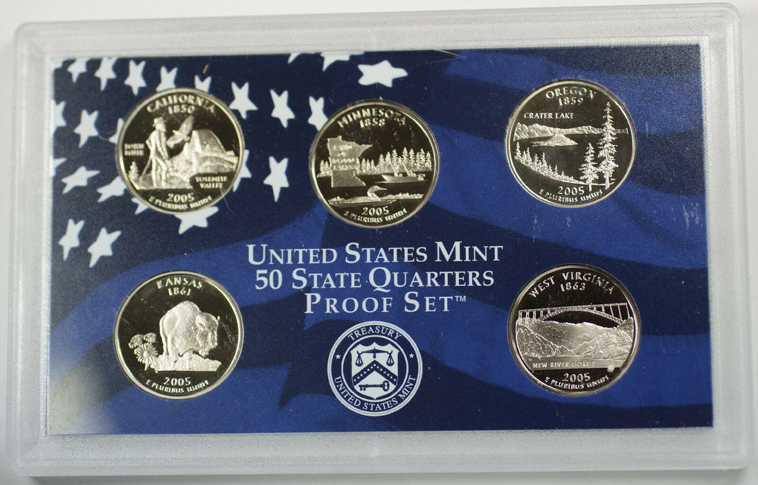 2005-S State Quarter Set 5 Coins Total in Hard Plastic Holder OGP W/ Box & COA