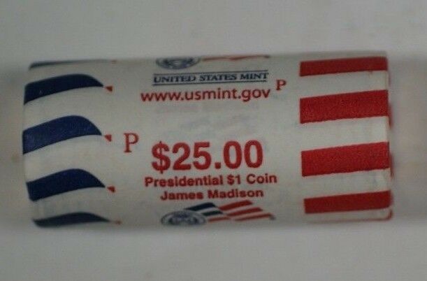 2007-P James Madison Presidential Dollar Roll BU 25 Coins Total in OBW