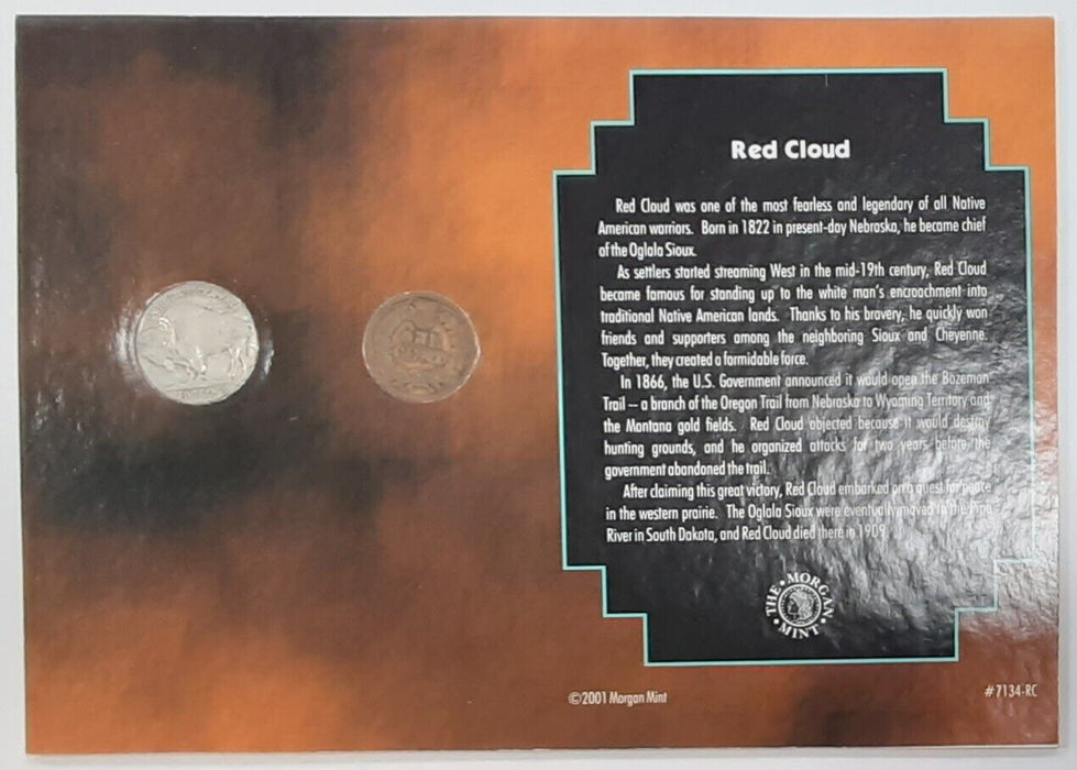 Tribute to Native Americans Coin and Stamp Set on Info Card - Red Cloud Stamp