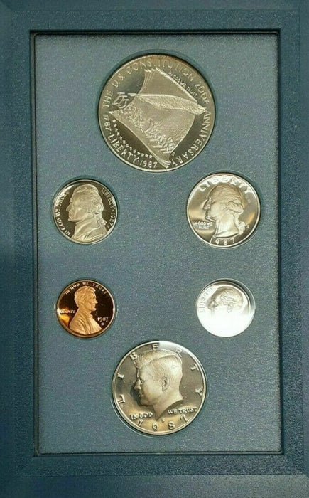 1987-S Prestige Set 6 Gem Proof Coins Constitution Silver $1 US Mint OGP