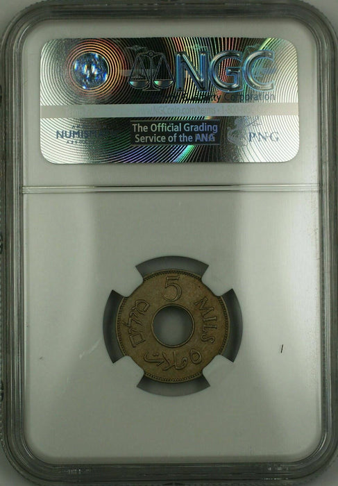 1939 Palestine 5M Five Mils Coin NGC MS-61