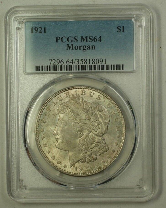 1921 US Morgan Silver Dollar $1 Coin PCGS MS-64 Very Choice (I) 19