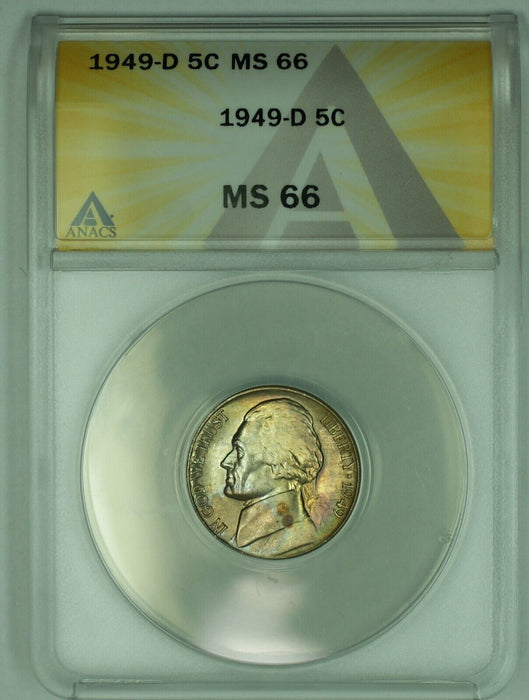 1949-D Jefferson Nickel 5C Toned ANACS MS 66 (51)