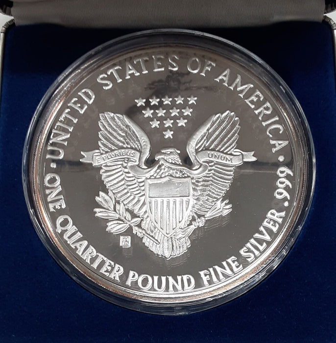 1999 4 Troy OZ .999 Fine Silver Round-Silver Eagle Design  W/Case & COA
