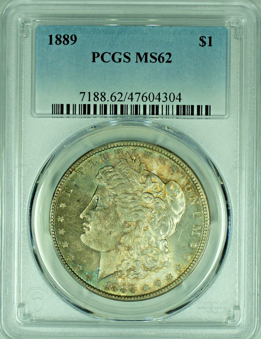 1889 Morgan Silver Dollar Toned PCGS MS 62+ C 47