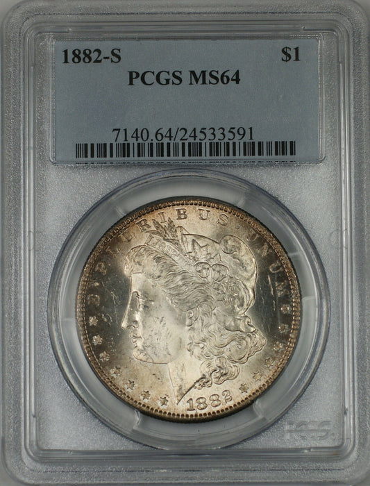 1882-S Morgan Silver Dollar $1 Coin PCGS MS-64 Toned (2A)