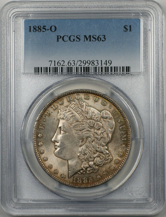 1885-O Morgan Silver Dollar $1 PCGS MS 63 Toned (BR-18 F)