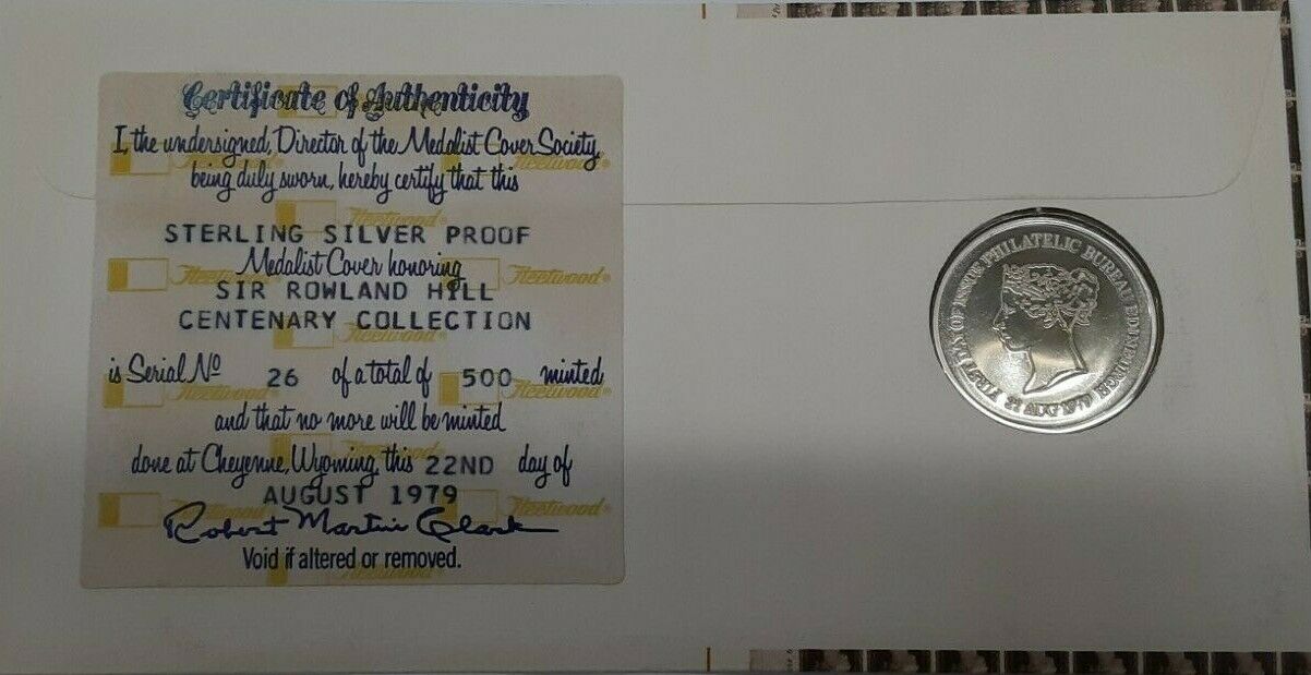 Sir Rowland Hill Centennial Collection Medal & Stamps FDC in Folder