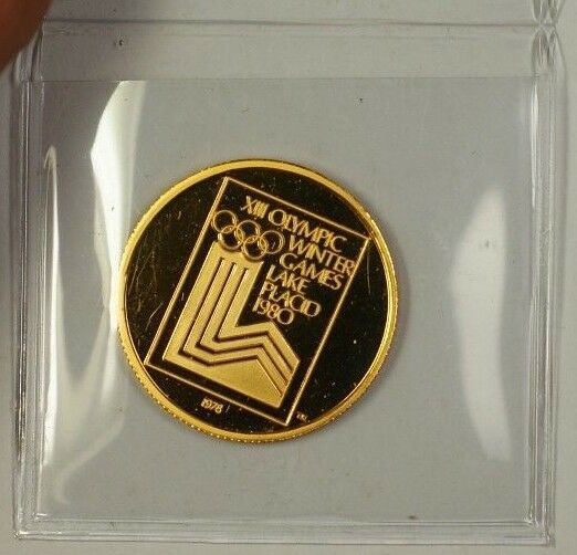 1980 Privately Minted Proof Gold Coin Ski Jump Medallion 1/2 ounce of Gold