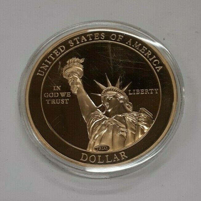 Theodore Roosevelt American Mint Gold Plated Trial Dollar Commem in Capsule