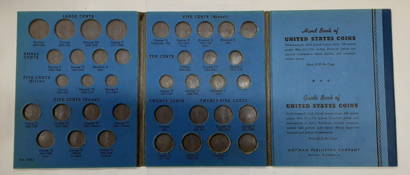 Empty Whitman Canadian Coin Type Collection Folder No.9081 Used *Rare*