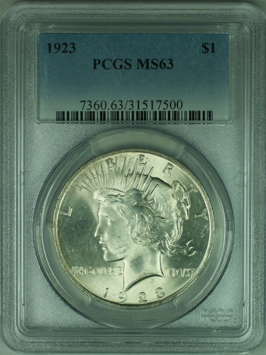 1923 Peace Silver Dollar S$1 PCGS MS63 Undergraded (24k)