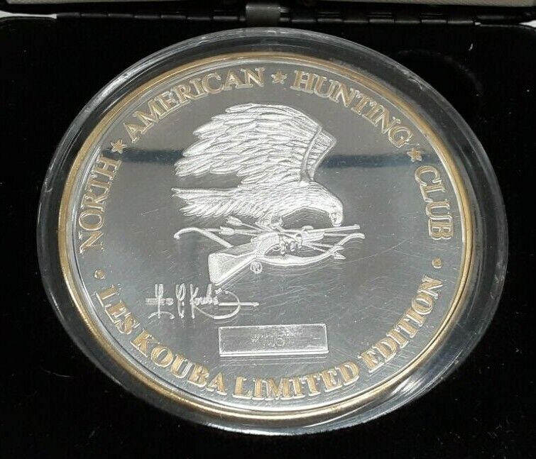 North American Hunting Club/Les Kouba Tribute 'Deer' Silver Plated Medal in Case
