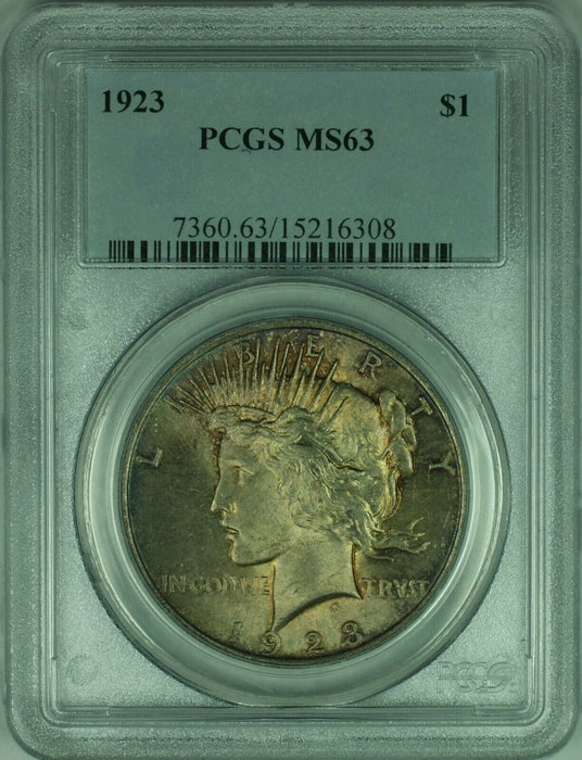 1923 Peace Silver Dollar $1 Coin PCGS MS-63 Nicely Toned (34-M)