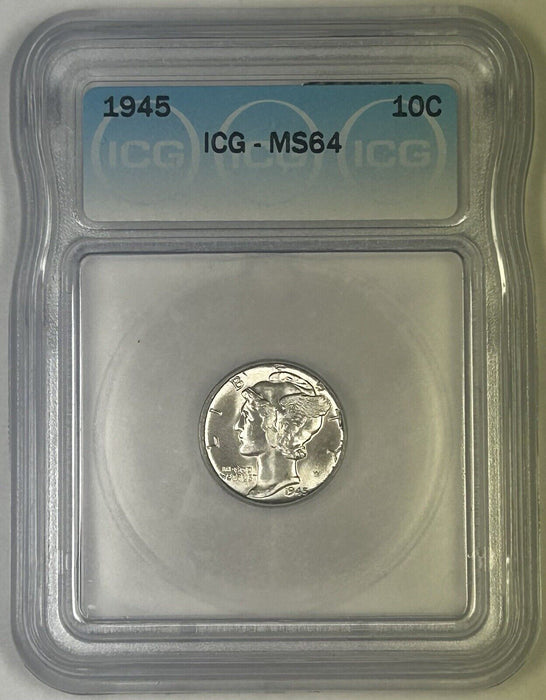 1945 Mercury Silver Dime 10c Coin ICG MS 64 (54) E