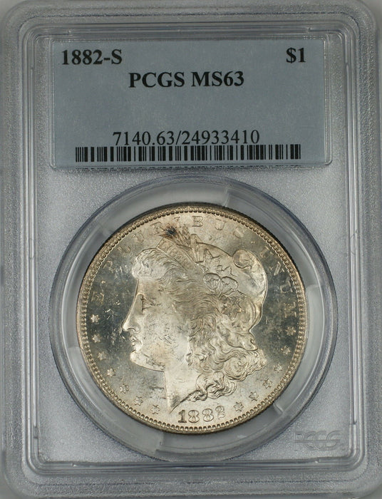 1882-S Morgan Silver Dollar $1 Coin PCGS MS-63 (2B)