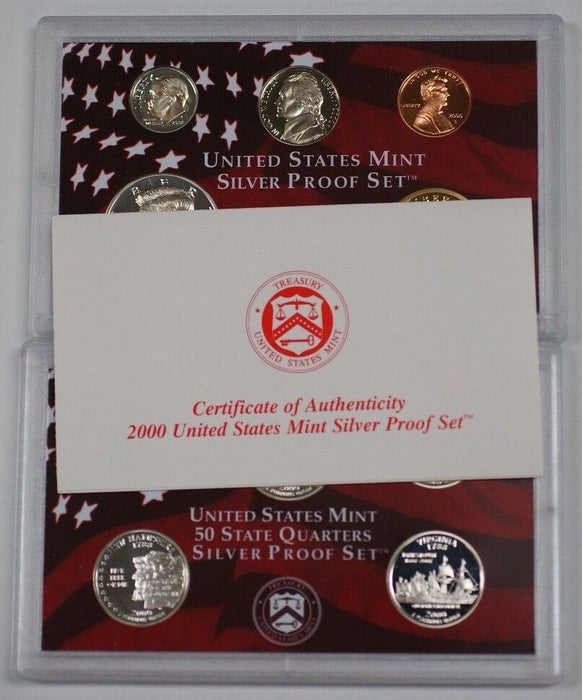 2000 US Mint Silver Proof Set Gem Coins W/ Box and COA