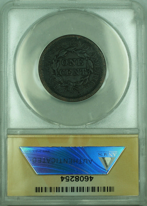 1853 Braided Hair Large Cent 1c Coin ANACS EF-40 XF Details Corroded
