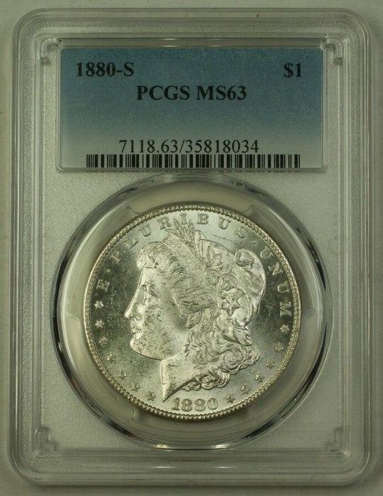 1880-S US Morgan Silver Dollar $1 Coin PCGS MS-63 (E) 9