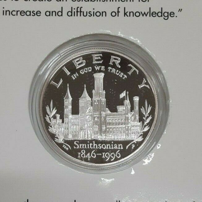 1996-P Smithsonian 150th Anniversary Commemorative Proof $1 in Special Sleeve