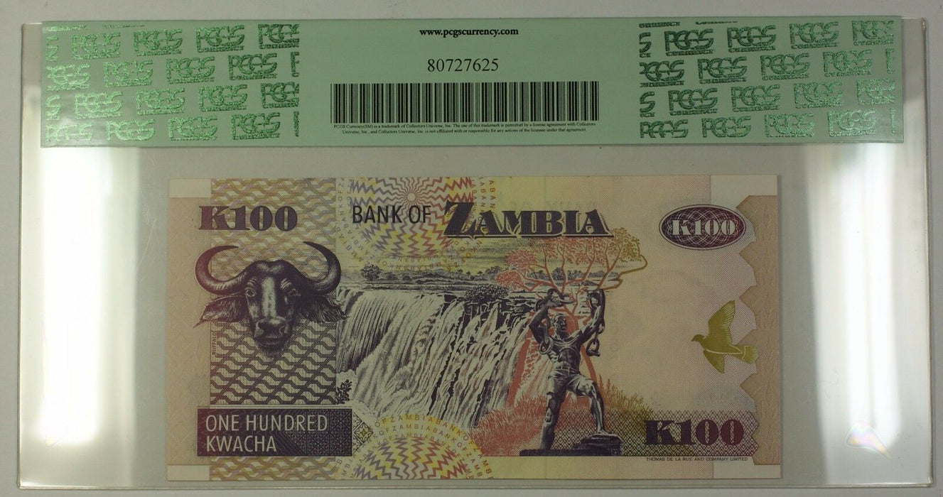 1992 Bank of Zambia 100 Kwacha Note SCWPM# 38a PCGS Superb Gem 67 PPQ