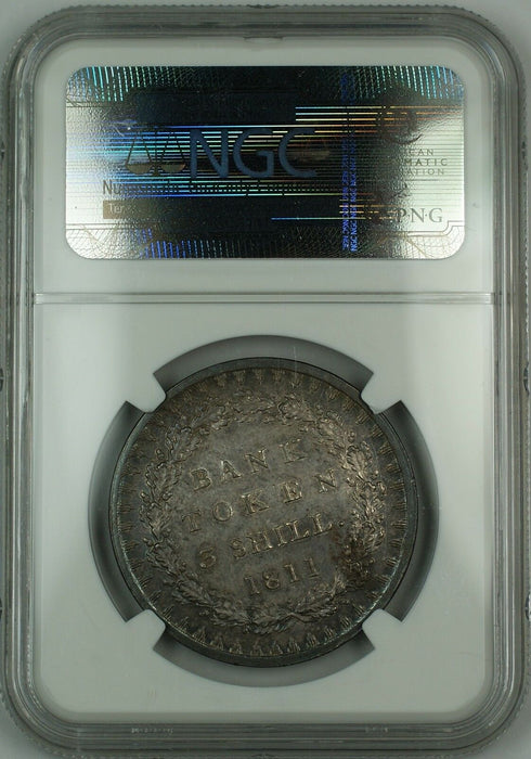 1811 Bank of England 3s Silver Token ESC-408 George III NGC MS-63 Toned AKR
