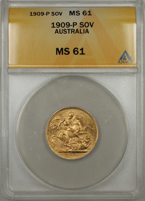 1909-P Australia Sovereign Gold Coin ANACS MS-61 (I AMT)