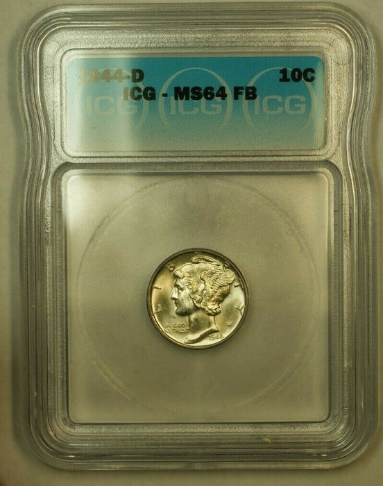 1944-D Silver Mercury Dime 10c Coin ICG MS-64 FB G