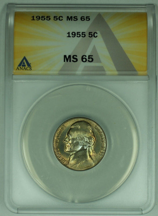 1955 Jefferson Nickel Toned 5C ANACS MS 65 (52) B