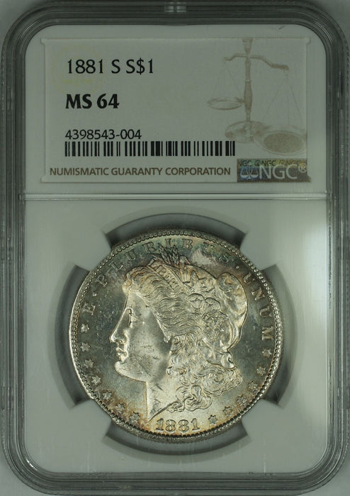 1881-S $1 Morgan Silver Dollar Coin NGC MS-64 Toned (13)