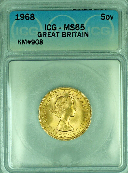 1968 Great Britain Sovereign Gold Coin ICG MS 65 A