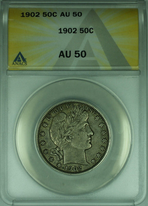 1902 Barber Silver Half Dollar  ANACS AU-50