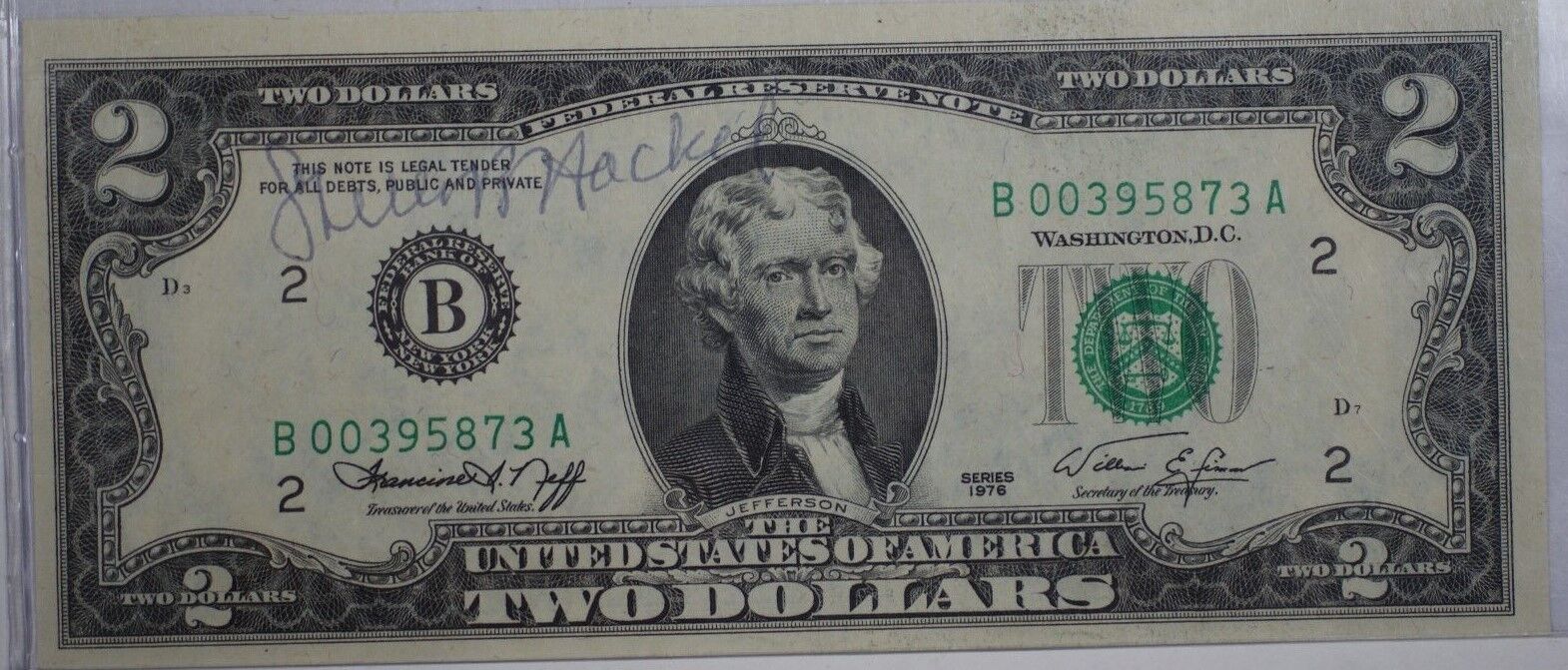 1976 $2 Dollar Bill Signed by Stella Hackel Director of US Mint Crisp Condition
