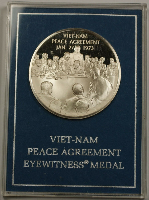 1973 Franklin Mint Silver Viet-Nam Peace Agreement Eyewitness Journey for Peace