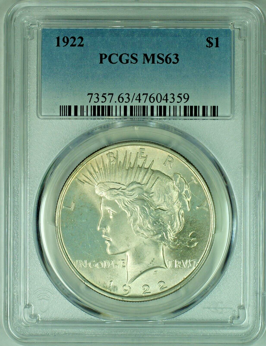 1922 Peace Silver Dollar $1 Coin PCGS MS 63 (48)
