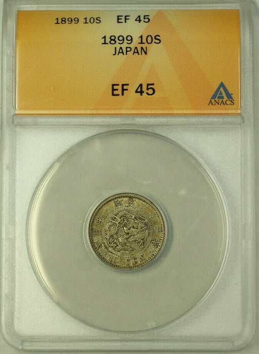 1899 Japan Silver 10 Sen Coin ANACS EF 45 Y#23