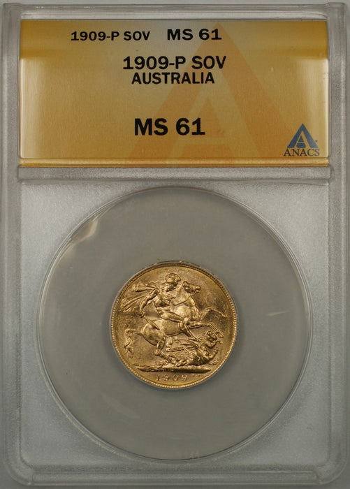 1909-P Australia Sovereign Gold Coin ANACS MS-61 (H AMT)