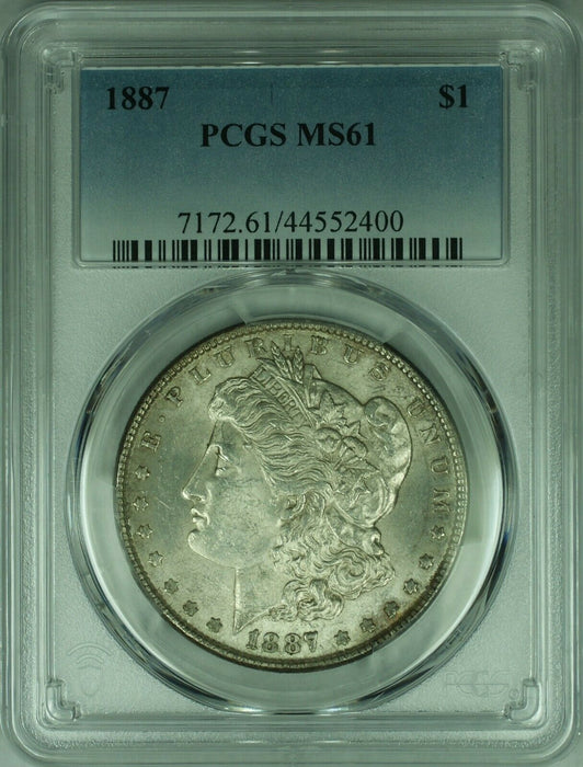 1887 Morgan Silver Dollar Coin $1 PCGS MS-61 Light Toning  (28)