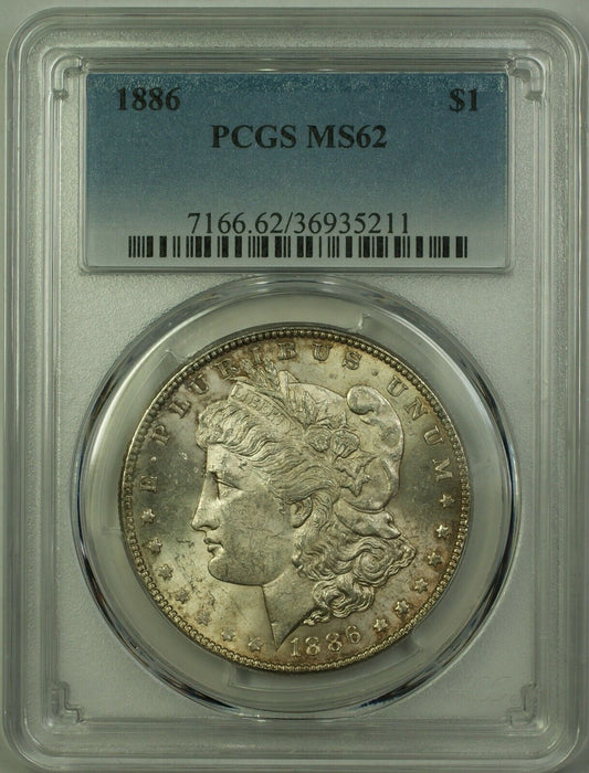 1886 Morgan Silver Dollar $1 Coin PCGS MS-62 Lightly Toned (Better Coin) (20)