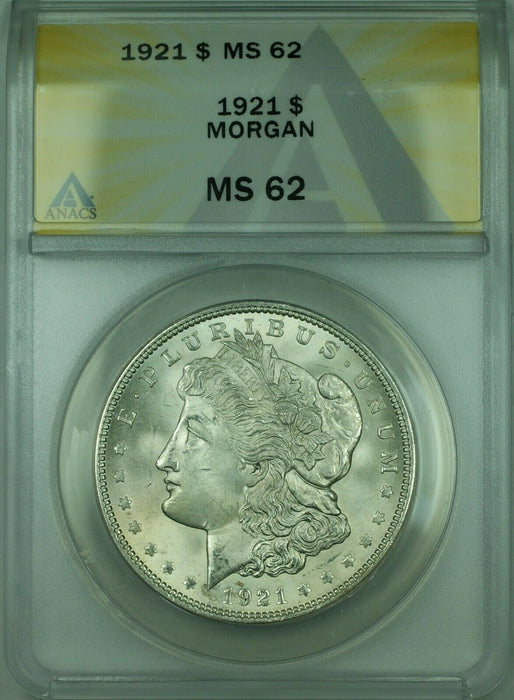 1921 Morgan Silver Dollar $1 Coin ANACS MS-62 Looks Undergraded (30)