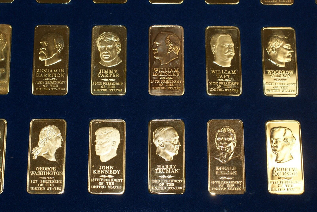 1986 Presidents through Regan 14Kt Gold over Bronze Proof Ingot Set