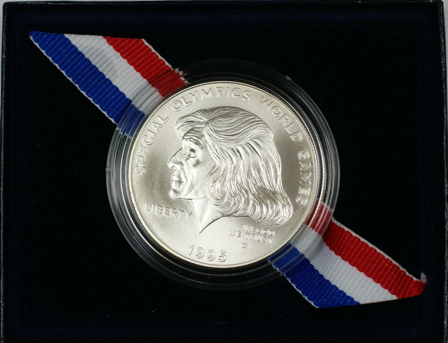 1995 Special Olympics World Games Commem Silver $1 Coin in OGP NO OUTER SLEEVE
