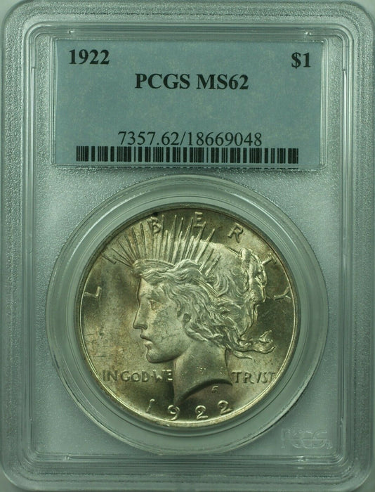 1922 Peace Silver Dollar $1 Coin PCGS MS-62 (36) L