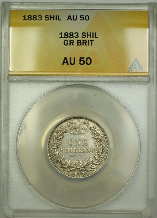 1883 Great Britain 1S Shilling Silver Coin ANACS AU-50