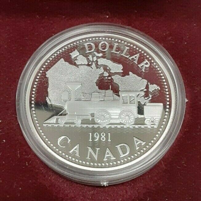 1981 Canada $1 Commemorative Proof Coin Trans Canada Railway in RCM Case