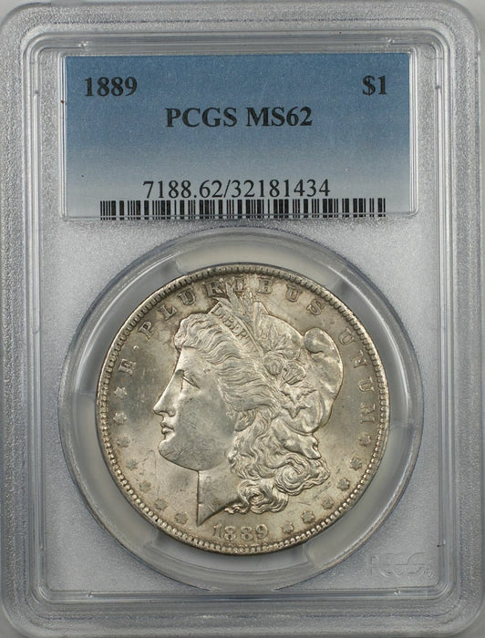 1889 Morgan Silver Dollar $1 PCGS MS-62 Better Quality Light Toning (3D)