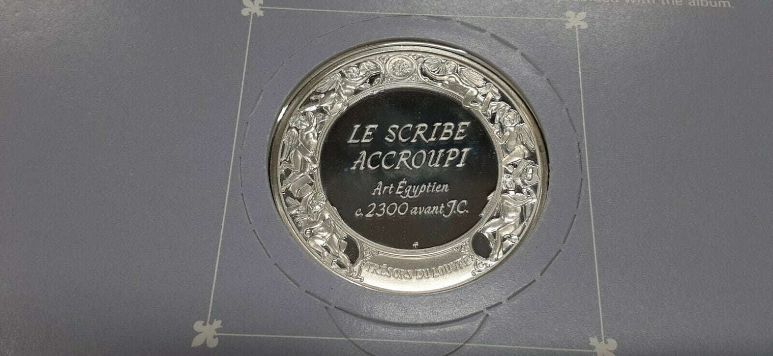 Franklin Mint Treasures of The Louvre .925 Silver Medal- The Seated Scribe