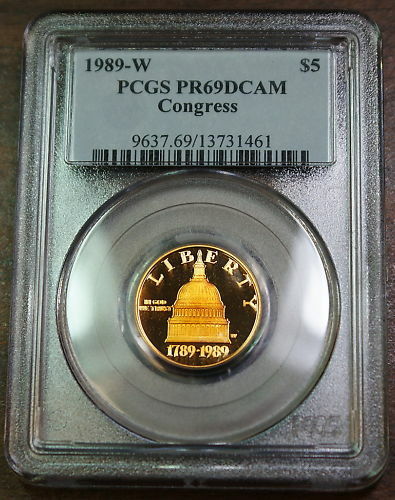 1989-W $5 Gold Congress Commemorative PCGS PR-69 DCAM Slightly Toned A