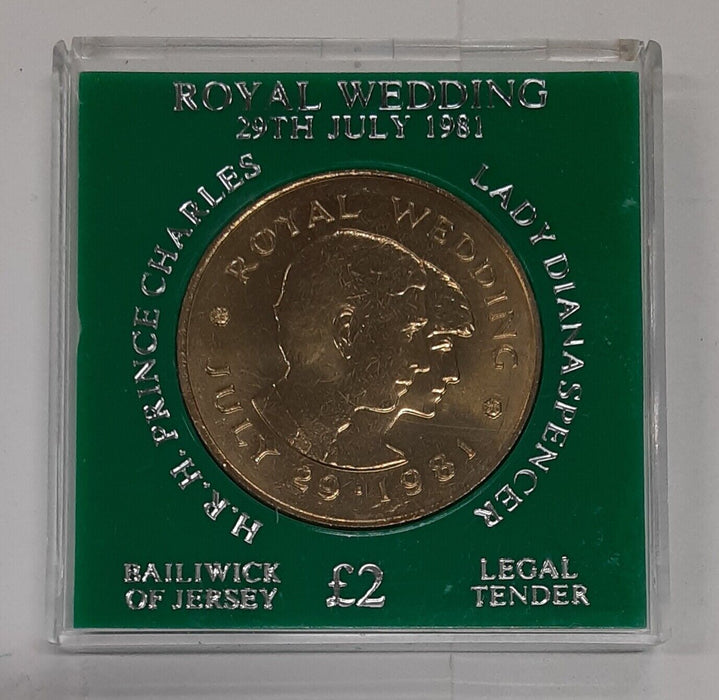 1981 Jersey Royal Wedding Commemorative BU 2 Pound Coin Charles & Diana